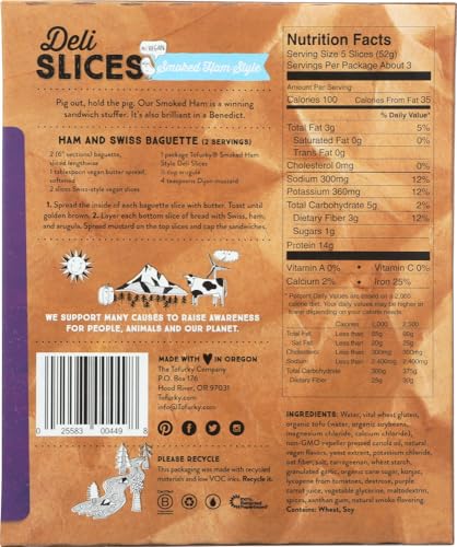 Tofurky Vegan Smoked Ham Style Deli Slices, 5.5 Ounce (Pack of 6)