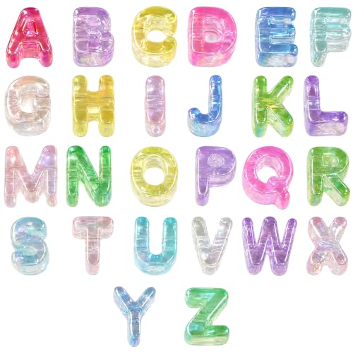OVRUNS 26Pcs Large Letter Beads with Horizontal Hole Acrylic Alphabet Beads