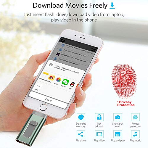 USB Flash Drive 256GB [3-in-1], Kimiandy USB 3.0 Adapter External Storage Memory Stick Adapter Expansion Compatible with PC/Android Pen Drive (256G Green) - Thumbnail 5