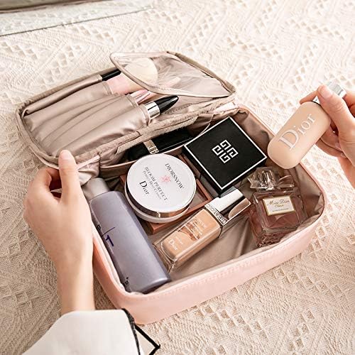 Miniatura 7 de LESFEY Bolsa de maquillaje de viaje, organizador de cosméticos, bolsas de maquillaje, bolsa de aseo para mujeres y niñas, Verde, Bolsa de maquillaje