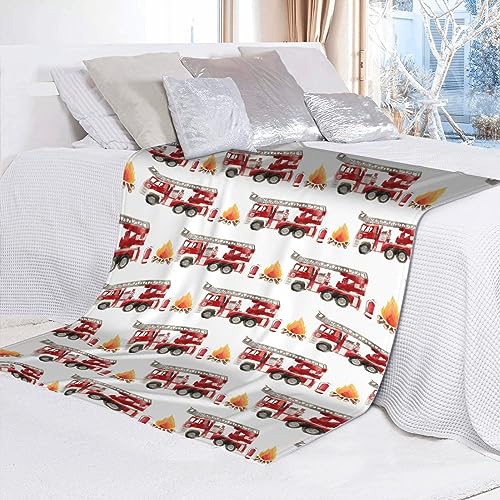Image of Fire Truck Fireman Blanket Gifts Super Soft Fleece Throw Blankets Cozy Flannel Air Conditioning Blanket Blanket for Couch Bed 60x50 in for Teen