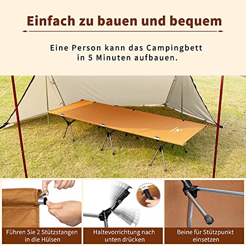 TOMOUNT Camp Bed Lightweight Camping Lounger Aluminium Alloy Compact Camping Bed Travel Bed for Balcony, Garden, Camping, Outdoor Hiking - Image 6