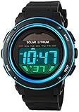 FANMIS Multi Function Alarm Stopwatch Digital LED Quartz Watch Solar Power Black Sports Watches...