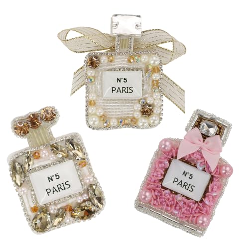 Beaded Rhinestones Patch Various Perfume Bottle Design Sequin Badge Clothing Accessories Sewing Emblem Accessories 2pieces (D Mix 3pieces)