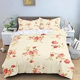 CHEFFS Bettwäsche Set Blumenmuster, Weiche Mikrofaser Bettbezug mit Kissenbezügen,Rosenmuster Bettwäsche für Erwachsene Kinder, Atmungsaktiv Maschinenwaschbar, Schlafzimmer Deko(220x240cm+50x75cm*2)