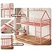 LIKIMIO Bunk Bed Twin XL Over Twin XL, Metal Bunk Bed Frame with Ladder and Guardrail, House Shaped with Metal Slats for Dormitory and Bedroom, Space Saving, No Box Spring Needed, Pink