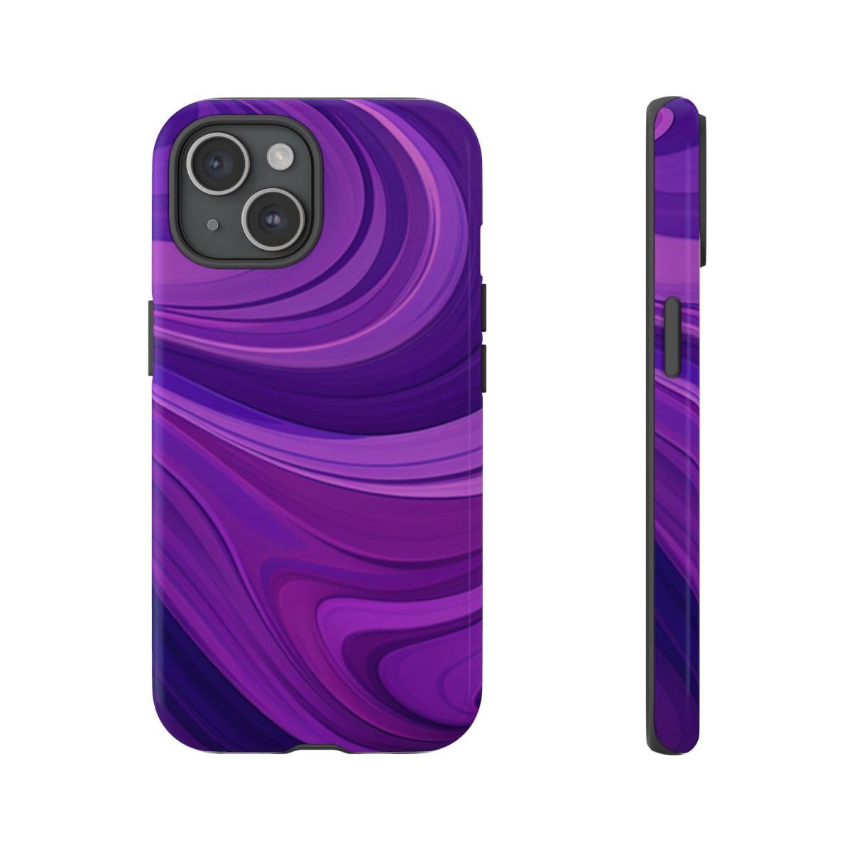 Coque iPhone 15 rigide anti-rayures motif abstrait violet