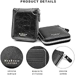 Wallets for Men, Leather Men Wallet with ID Window and Multi Card Slots, Secure Zipper Around Bifold Wallet for Mens(Black)