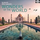 TGSC | Wonders of the World 2026 Calendar 16 Month Family Square Wall Calendar 2026 UK | Planner with Large Grid for Home or Office Organisation - Travel 2026/2025 Calendar UK