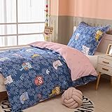 [page_title]-AShanlan Kinderbettwäsche 135x200 Mädchen Eulen 100% Baumwolle Rosa Blau Mädchenbettwäsche Kinder Bettwäsche Set Kopfkissenbezug 80x80 Reißverschluss Eulenmotiv