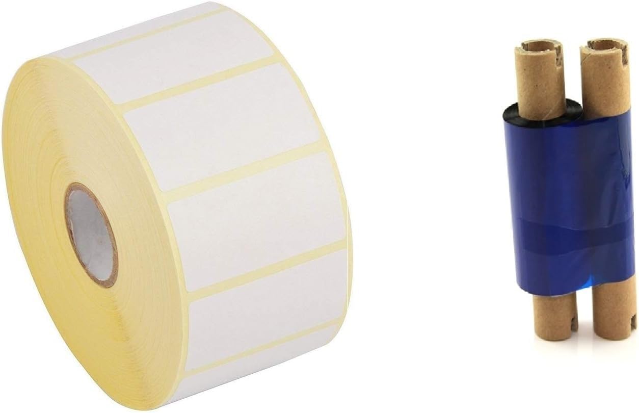 SKY 50mm x 25mm /1000 labels Barcode Label Sticker and 55 x 74 mm wax ribbon for Barcode printers