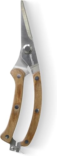 Mossify 8.5" Slim Pruning Shears, Full-Metal Core, Wood Handle, Locking