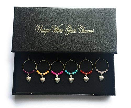 Libby's market place celtic hearts wine glass charms with small beads with gift box