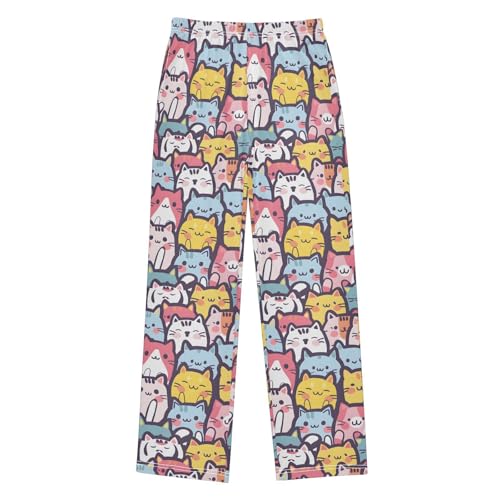 Colorful Funny Cats Pajamas Bottoms with Pockets Comfy Pjs Sleepwear Elastic Waistband Pajamas Pants Lounge Pants