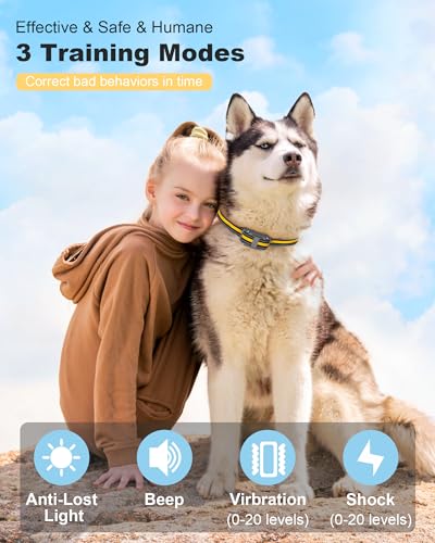 Dog Shock Collar with Remote Control, 3300FT Rechargeable Shock Collar for 8-120lbs Large Medium Small Dogs, Waterproof Dog Training Collar with 3 Training Modes, Security Lock