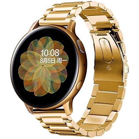 SUNDAREE Compatible with Galaxy Watch Active 2 Strap,20mm Gold Stainless Steel Metal Replacement Bracelet Smartwatch Band for Samsung Samsung Galaxy Watch Acitve 2 4mm 44mm/Galaxy Acitve/Garmin Venu Cover
