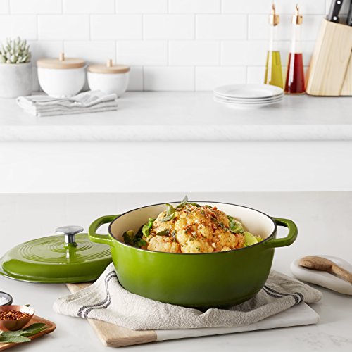 Amazon Basics Enameled Cast Iron Covered Dutch Oven, 4.3-Quart, Green #TOP4