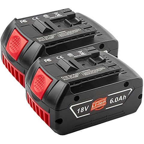 TREE.NB 2 Packs BAT609 6000mAh 18V Lithium Battery Replacement for Bosch 18V Cordless Power Tools BAT609 BAT609G BAT610G BAT611 BAT612 BAT618 BAT618G BAT619 BAT619G CCS180B 2607336169 17618 17618-01 Cover