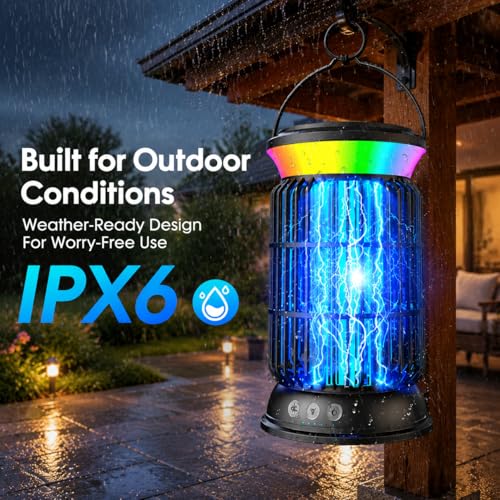 Image of Solar Bug Zapper Outdoor - Powerful Electric Bug Zapper with 4-in-1 Modes, Cordless & Rechargeable Insect Zapper, IP66 Waterproof Mosquito Zapper for Camping & Indoor Use