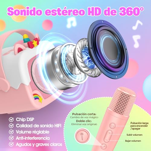 Miniatura 2 de Dislocati Regalo Niña 3-12 Años,Micrófono Karaoke 2 Microfonos Inalambricos Unicornios Para Niñas Karaoke Infantil Juguetes Niña 3-12 Años Bluetooth 5.3 Juguete Musical Con Luces Y Efectos De Sonido
