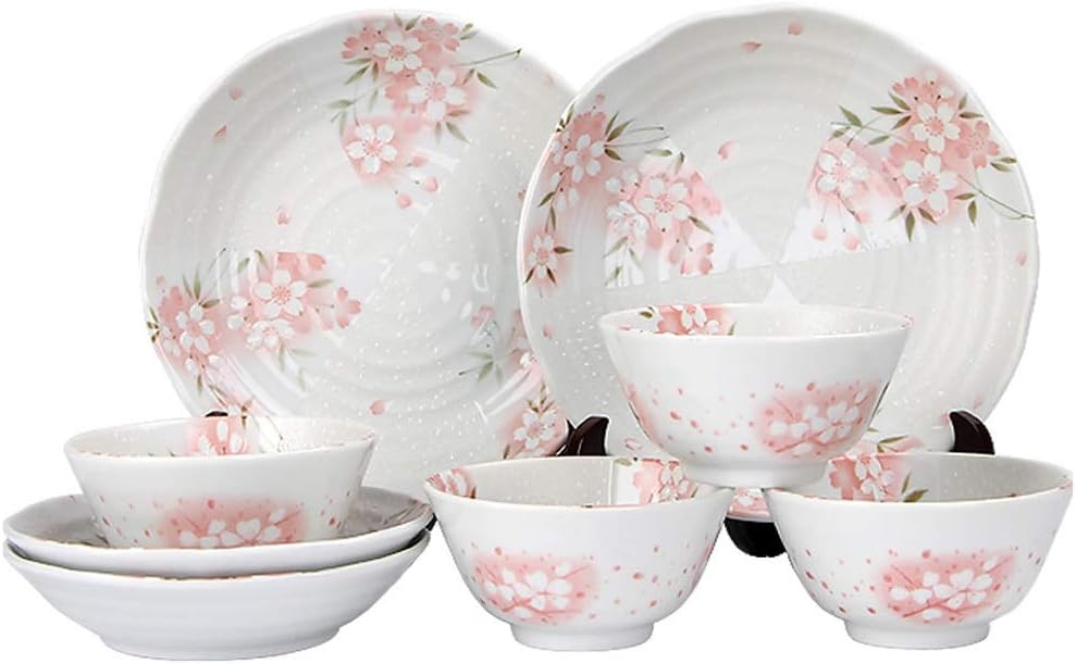 10-piece Set of Ceramic Dishes and Plates, Simple and Personalized Tableware for Household Combination