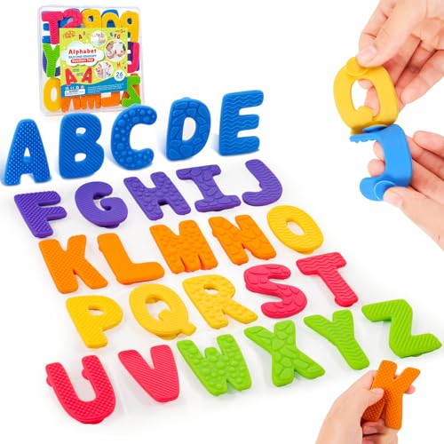 Sensory Toys: 26 Uppercase Letter Textured Fidget Toys with Suction Cup - image 1