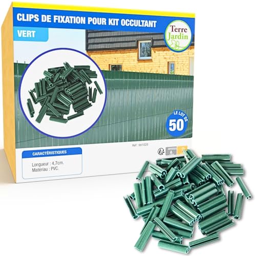 Ose Terre Jardin - Clips de Fixation pour Brise Vue, Vert, Lot de 50 - Clips de Fixation Occultant...