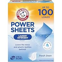 Arm & Hammer Power Sheets Laundry Detergent, Fresh Linen 50ct, up to 100 Small Loads (Packaging may vary)