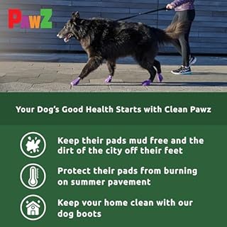 PawZ Rubber Dog Boots for Large Paws - All-Weather Waterproof Dog Shoes, Anti-Slip Traction for Rain, Snow, Mud & Hot Pavement - Pull-On Dog Booties, Black - X-Large (4" +) - Pack of 12