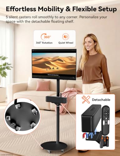 Image of HotYeah Portable Smart TV on Wheels, w /Detachable Bluetooth Speaker, EDLA-Certified, 23.8 inch 1080P FHD 2-in-1 Rolling TV & Monitor, 10000mAh Battery, Voice Control, USB-C & HDMI, Full Swivel Rotation