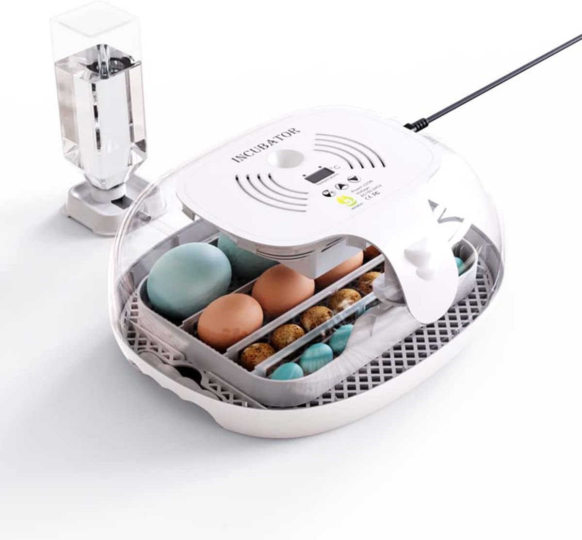 Egg Incubator for Chicken Eggs,16 Incubators for Hatching Eggs with Automatic Turner,Temperature Control,Automatic Water Adding & Egg Candler,Egg Boxes for Hatching Chickens,Ducks,Quails,Goose,Birds