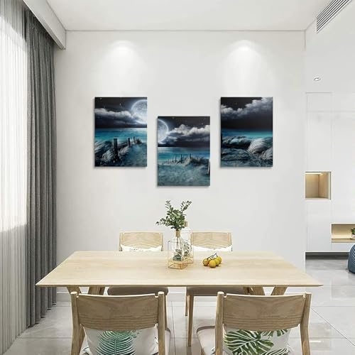 Canvas Wall Art for Living Room Blue Beach Sea Nature Landscape Modern Artwork Bathroom Pictures Bedroom Wall Decor Family Prints Paintings Wall Decoration Hallway Office Home Decor - Image 4