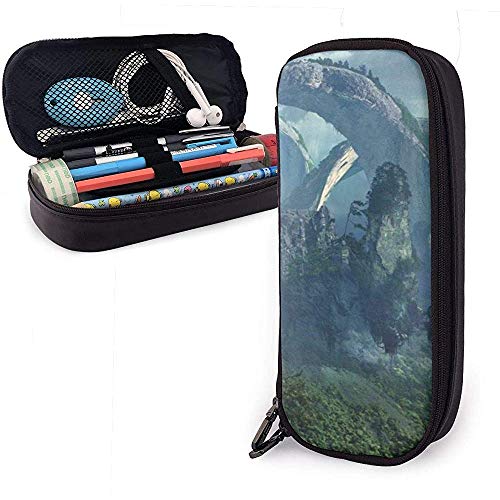 Beautiful Mountain Scenery Cute Pu Leather Pencil Case 20X9X4cm Double Zippers Pencil Pouch Bag for School Office Girls Boys Adults