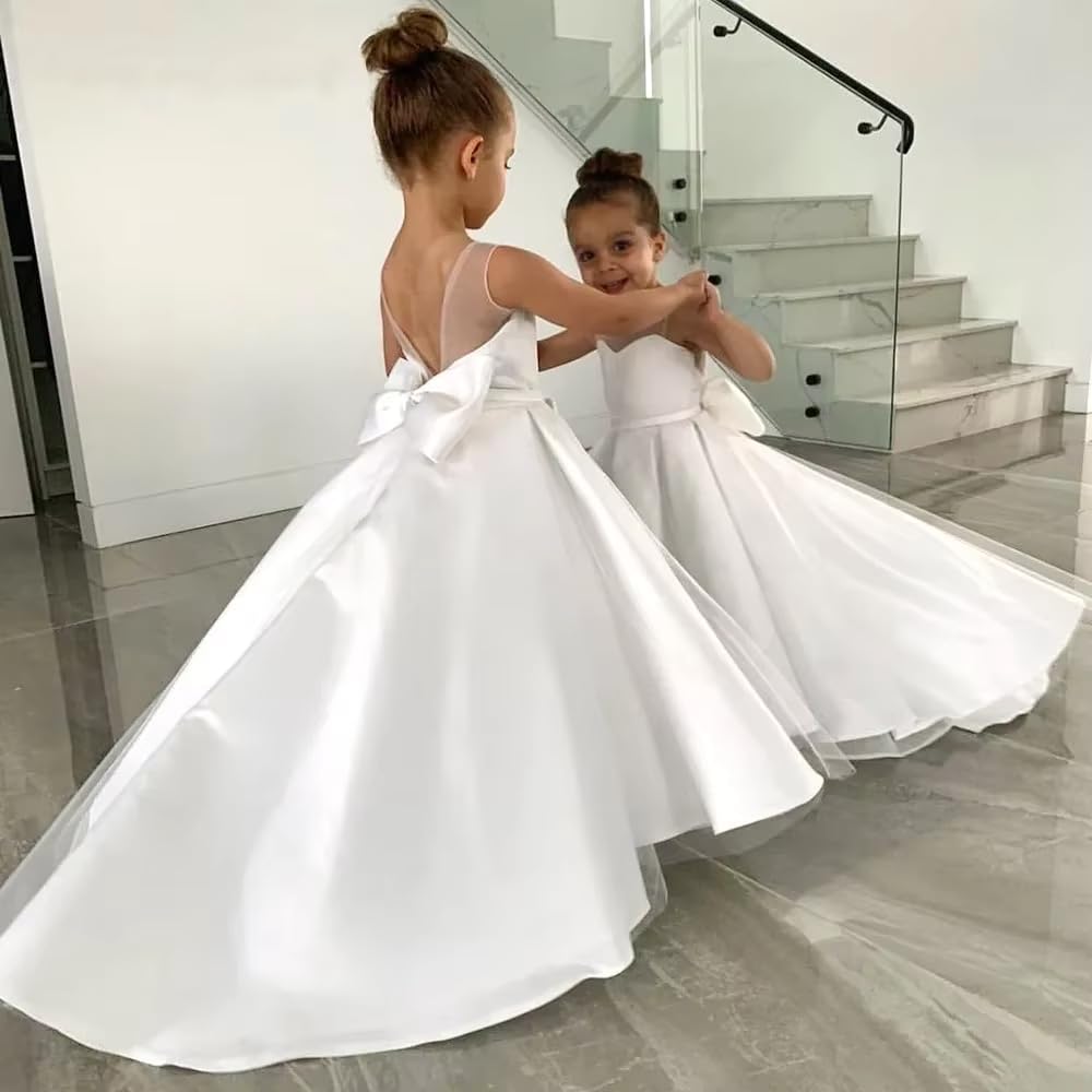 Vestiti da ragazza del fiore blu cielo per abiti da ballo di nozze abito da ballo in pizzo maniche lunghe