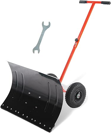 Review Snow Shovel with Wheels,Wheeled Snow Shovel,Rolling Snow Shovel,Snow Pusher,Hand Push Snow Shovel with Wheels,Snow Cleaning Snow Shovel 42in Height Handle,30x20in Work Area