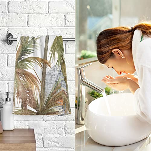 Kigai Abstract Palm Tree Cotton Hand Towels For Bathroom, Soft Absorbent Washcloths For Kitchen Hotel Gym Swim Camp Beach Spa, 2 Pack #TOP7