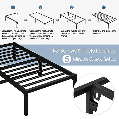 Yaheetech Quick Lock 3ft Single Metal Platform Bed Frame ToolFree