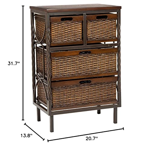 Safavieh American Homes Collection Andrew Dark Teak 4-Drawer Storage Cabinet #TOP5