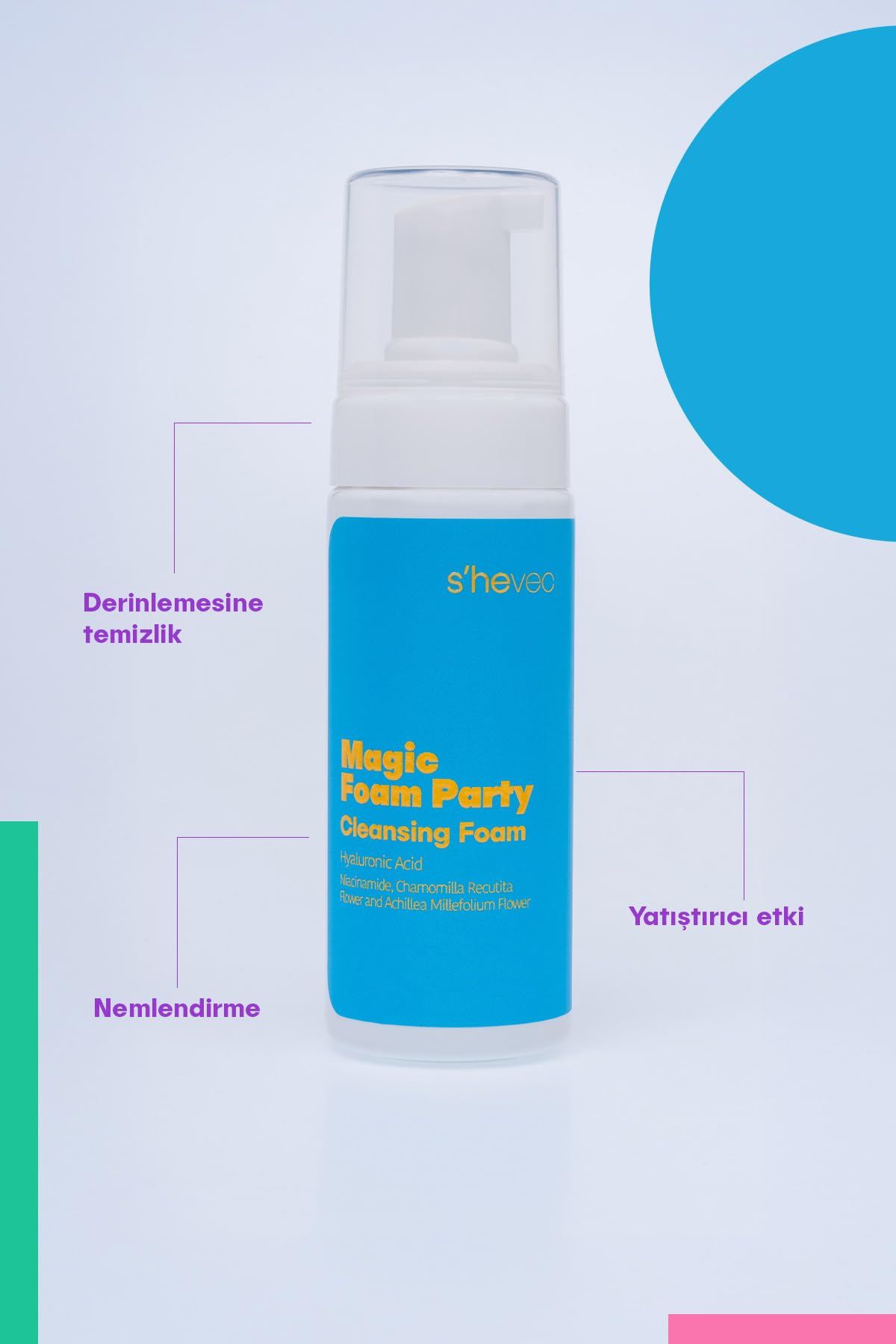 She Vec Magic Foam Party Yatıştırıcı Nemlendirici Etkili Yüz Temizleme Köpüğü (150 Ml)