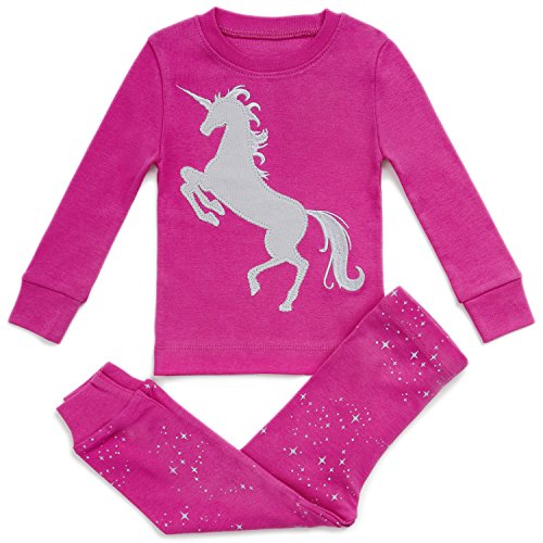 SUPER SOFT UNICORN 2 PIECE PAJAMA SET 100% COTTON, Pink / Grey, 7 Years