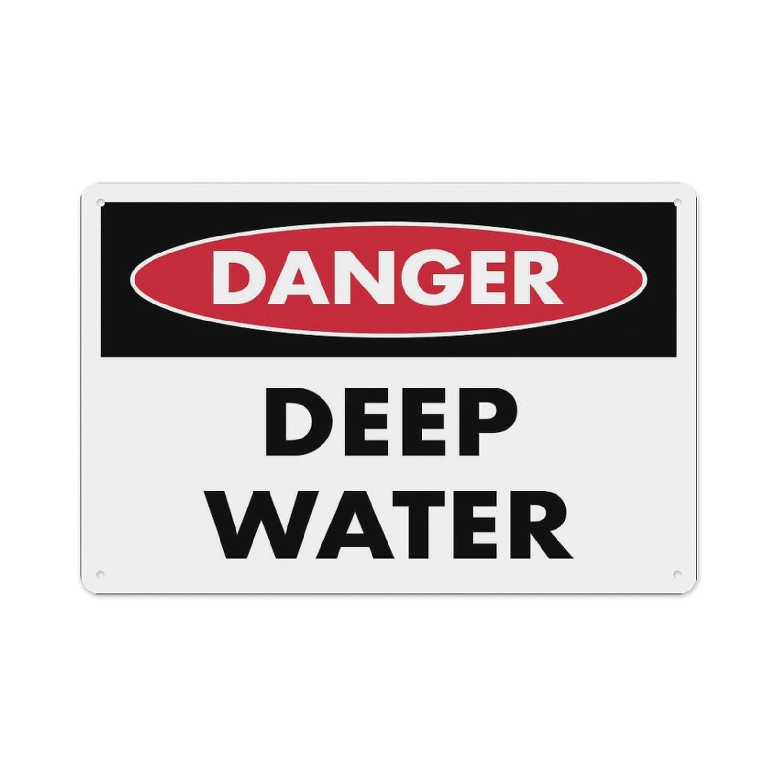 Peiyeety A07 Danger Deep Water Sign Aluminum Tin Warning Signs For Home Outdoor Garden 12X16 Inches