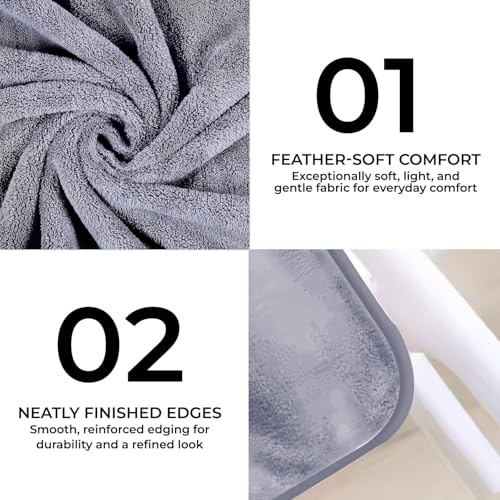 Image of MAXOSHINE Microfiber Kids Bath Towels Quick Dry Super Absorbent Super Soft Bath Towel for Babies Toddler-Baby Towel for Boys and Girls (1, Grey)