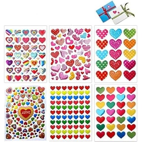 Love Heart Stickers, 60 Sheets Colorful Heart Decorative Stickers for Valentine's Day, Anniversaries, Wedding Cover