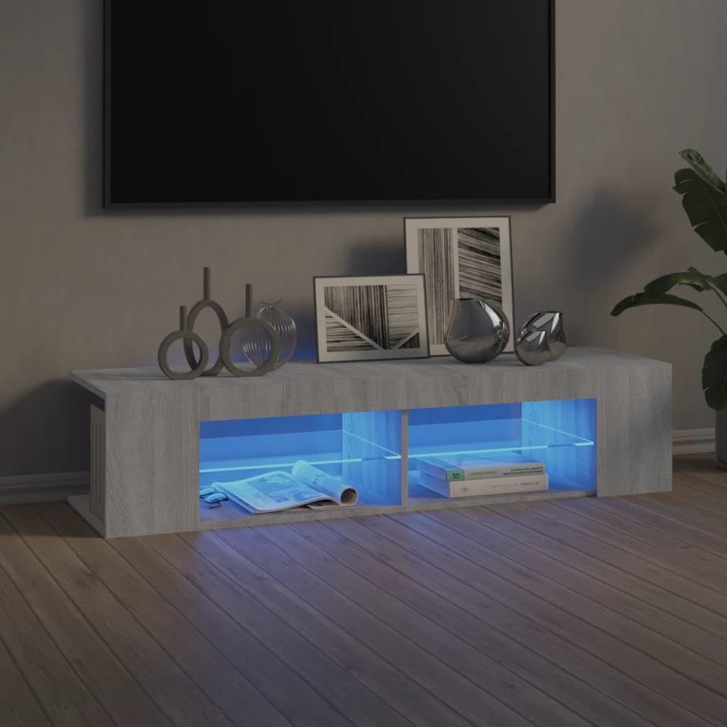 vidaXL Mueble de TV con Luces LED Gris Sonoma 135x39x30 cm