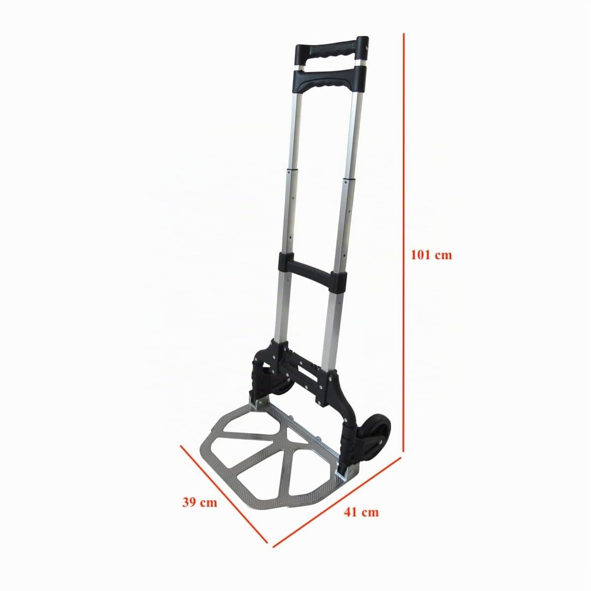 eacommerce - Carrello Portatutto Pieghevole in Alluminio | Portata 70 Kg | Leggero e Richiudibile | Ruote in Nylon Silenziose | Manico Telescopico Estensibile fino a 101 cm