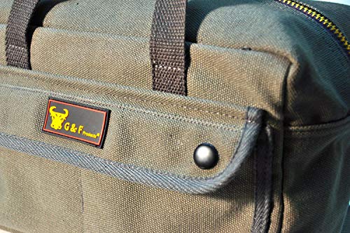 G & F Products G & F 10095 Bolsa De Ferramentas Resistente Com Zíper De Latão E Bolsos Laterais Bols