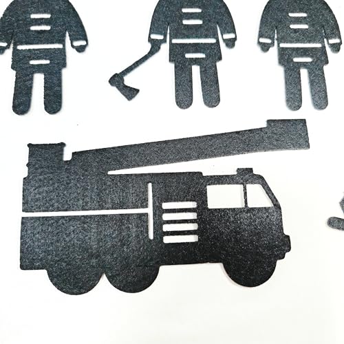 Handmade Firefighter Shadow Puppet Theater Kit - 9PCS Non-Toxic Felt Cutouts with Natural Wooden Rods, Emergency Rescue Storytelling Set for Family Bonding & Classroom Education