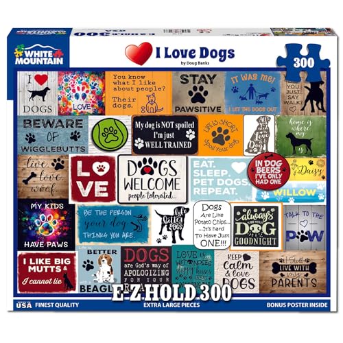 White Mountain Rompecabezas 300 Piezas Collage Divertido de Animales, Me Encantan los Perros | Piezas Grandes, Regalo para Adultos y Familia, 18"x24" miniatura 1