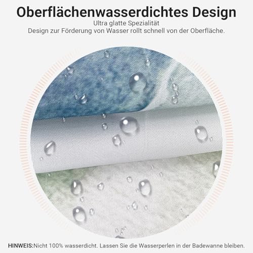 Lerores Shower Curtain, 180 x 180 cm, Leaf, Weighted Hem, Anti-Mould Textile, Water-Repellent - Image 2