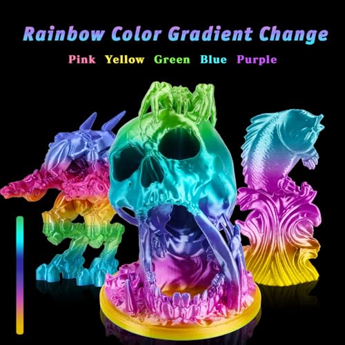 Image of Goto Guard Silk PLA Rainbow Filament，pla Filament 1.75mm Multicolor Changing with Green Blue Purple Pink Yellow,3D Printing Filament 1kg /2.2lbs for Most FDM 3D Printer
